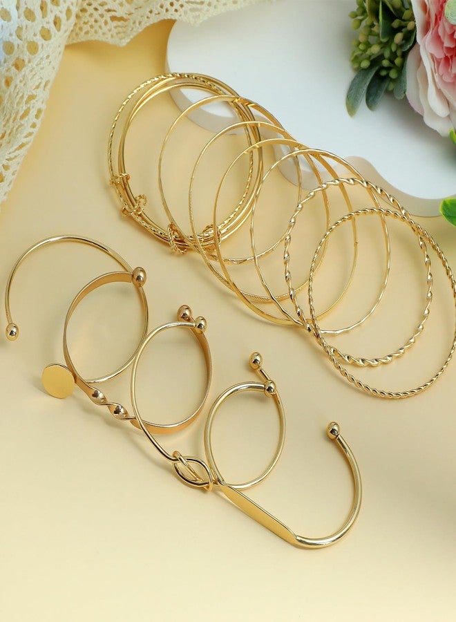 Gallipower 11Pcs Gold Bangle Bracelets for Women,Adjustable Bangle Bracelet,Multi Layer Open Stackable Cuff Bracelet Set,Fashion Accessories Jewelry Gifts for Women - Image 3